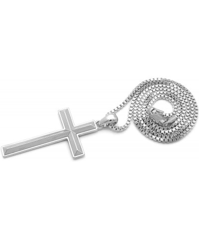 Hip Hop Fashion Polished Cross Pendant Box, Cuban, Rope Chain Necklace Silver / Box Chain 18.0 Inches $10.81 Necklaces