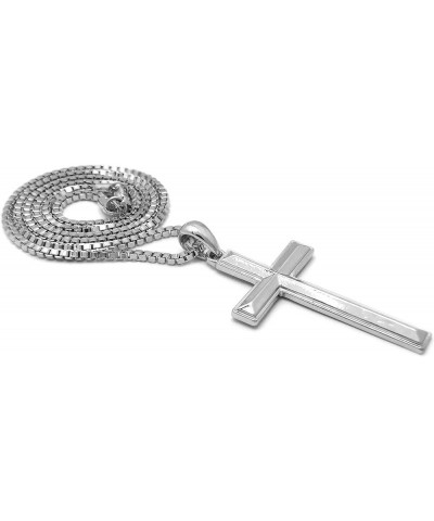 Hip Hop Fashion Polished Cross Pendant Box, Cuban, Rope Chain Necklace Silver / Box Chain 18.0 Inches $10.81 Necklaces