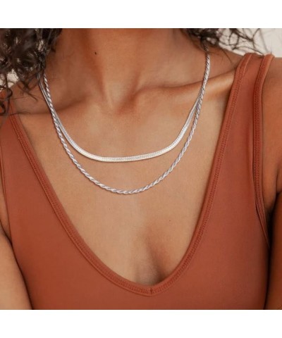 Layered Necklaces for Women,Silver Choker Necklace Dainty 14K Gold Plated Layered Snake Shiny Twist Rope Cuba Bead Paper Clip...