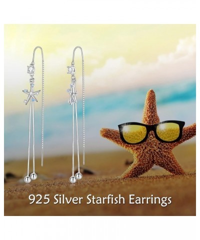 Starfish/Rose/Butterfly Threader Earrings Long Chain Tassel Dangle Earrings Sterling Silver Threader Earrings Jewelry for Wom...