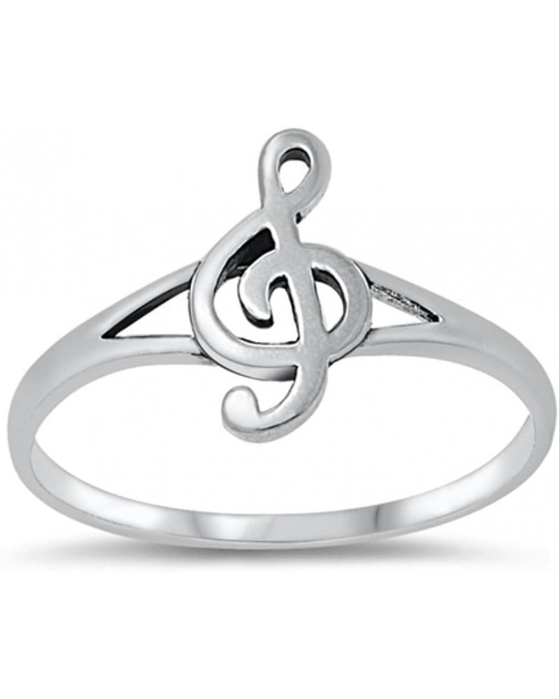 Sterling Silver Women's Treble Clef Note Music Singing Ring Band 12mm Sizes 2-12 $10.41 Rings