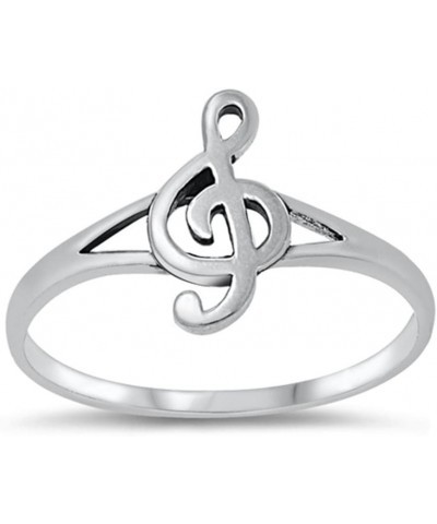 Sterling Silver Women's Treble Clef Note Music Singing Ring Band 12mm Sizes 2-12 $10.41 Rings