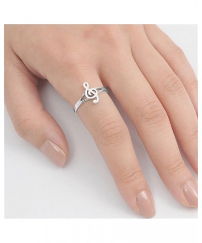 Sterling Silver Women's Treble Clef Note Music Singing Ring Band 12mm Sizes 2-12 $10.41 Rings