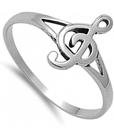 Sterling Silver Women's Treble Clef Note Music Singing Ring Band 12mm Sizes 2-12 $10.41 Rings