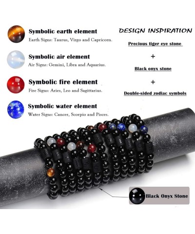 Zodiac Bracelet for Men Women, 8mm 10mm Natural Black Onyx Stone Star Sign Constellation Horoscope Bracelet Gifts taurus men ...