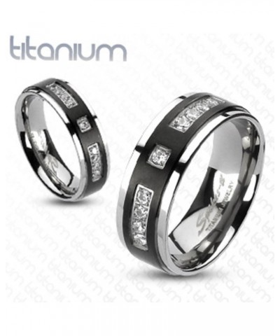 Hers and His Stainless Steel Princess Wedding Ring Set and Titanium Wedding Band Women's Size 05 Men's Size 06 $23.58 Sets