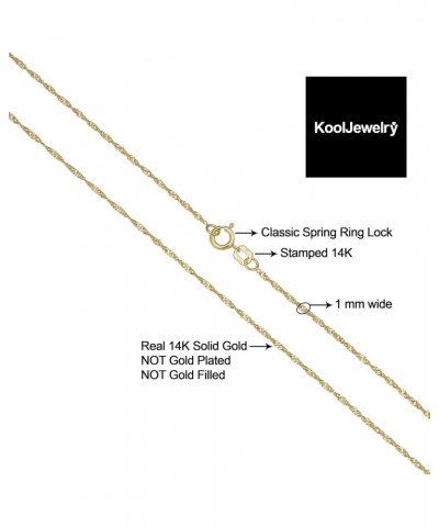 14k Yellow Gold Singapore Chain Pendant Necklace (0.7 mm, 1 mm, 1.4 mm, 1.7 mm) 24 inch 1 mm wide $75.85 Necklaces