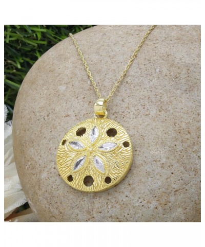 Marquise Cut White Cubic Zirconia 14k Gold Over Sterling Silver Sand Dollar Pendant Necklace yellow-gold-plated-silver $35.25...