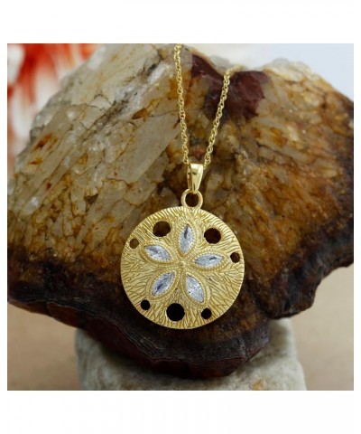 Marquise Cut White Cubic Zirconia 14k Gold Over Sterling Silver Sand Dollar Pendant Necklace yellow-gold-plated-silver $35.25...