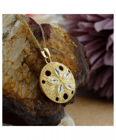 Marquise Cut White Cubic Zirconia 14k Gold Over Sterling Silver Sand Dollar Pendant Necklace yellow-gold-plated-silver $35.25...