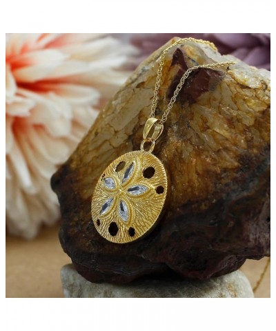 Marquise Cut White Cubic Zirconia 14k Gold Over Sterling Silver Sand Dollar Pendant Necklace yellow-gold-plated-silver $35.25...