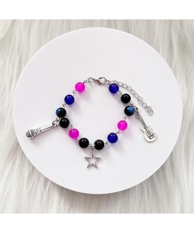 Y2k Bracelet Love Heart Star Beaded Chain Dainty Pendant Bracelet Gothic Punk Cool Resin For Women Teen Girls Adjustable Fash...