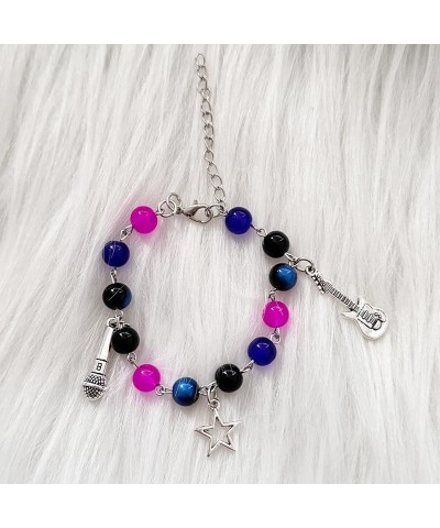 Y2k Bracelet Love Heart Star Beaded Chain Dainty Pendant Bracelet Gothic Punk Cool Resin For Women Teen Girls Adjustable Fash...