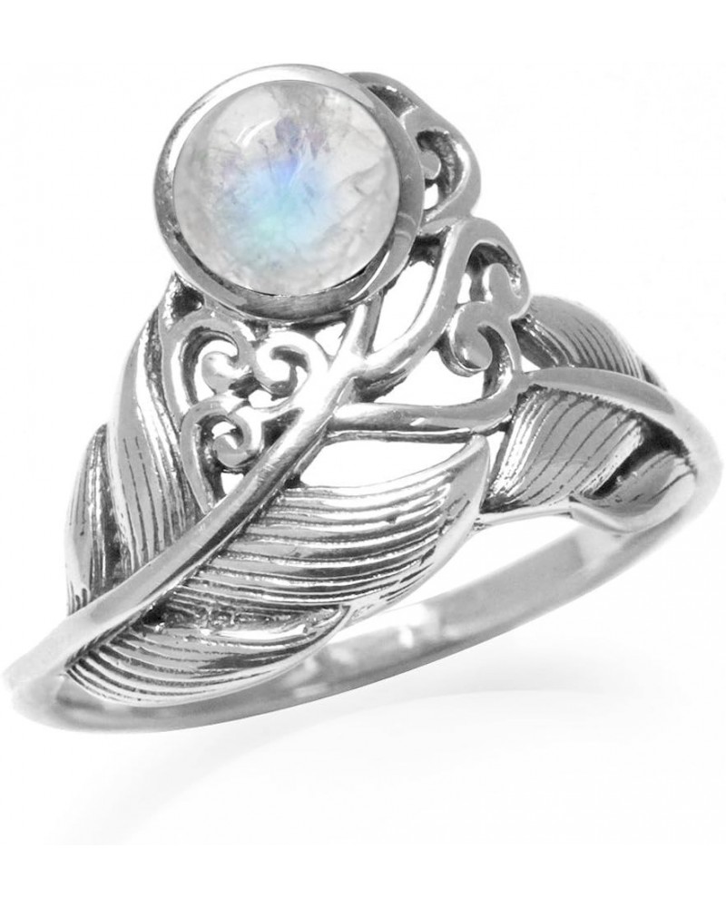 925 Sterling Silver Victorian Style Feather Ring Jewelry for Women natural rainbow moonstone $11.04 Others