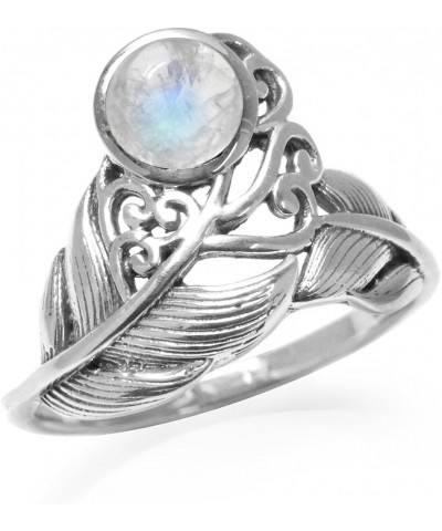 925 Sterling Silver Victorian Style Feather Ring Jewelry for Women natural rainbow moonstone $11.04 Others