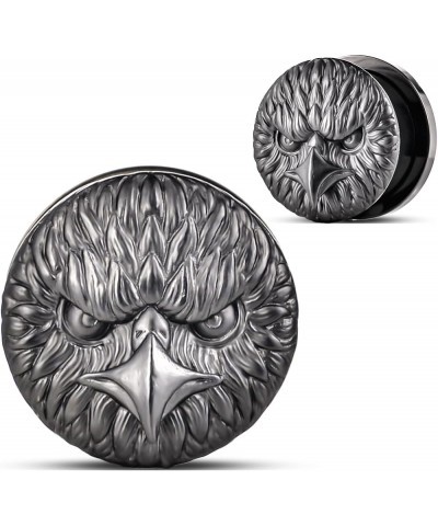 2PCS Owls Ear Gauges Screw Surgical Steel Plugs Tunnel Flesh Stretchers Earrings Ear Expander Piercing 0g-8mm 1 Black $9.04 B...