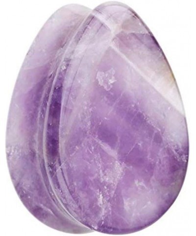 Teardop Amethyst Natural Stone Double Flared Ear Gauge Plug 5/8" (16mm) $9.68 Body Jewelry