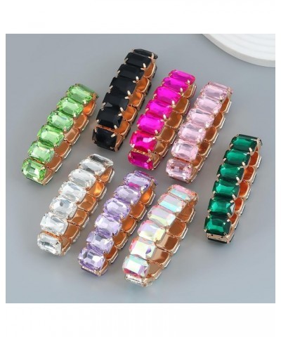 Punk Colorful Square Crystal Stretchable Bracelet Hip Hop Bracelet Full Diamonds Hand Stretchable Elastic Bracelet Bangle for...