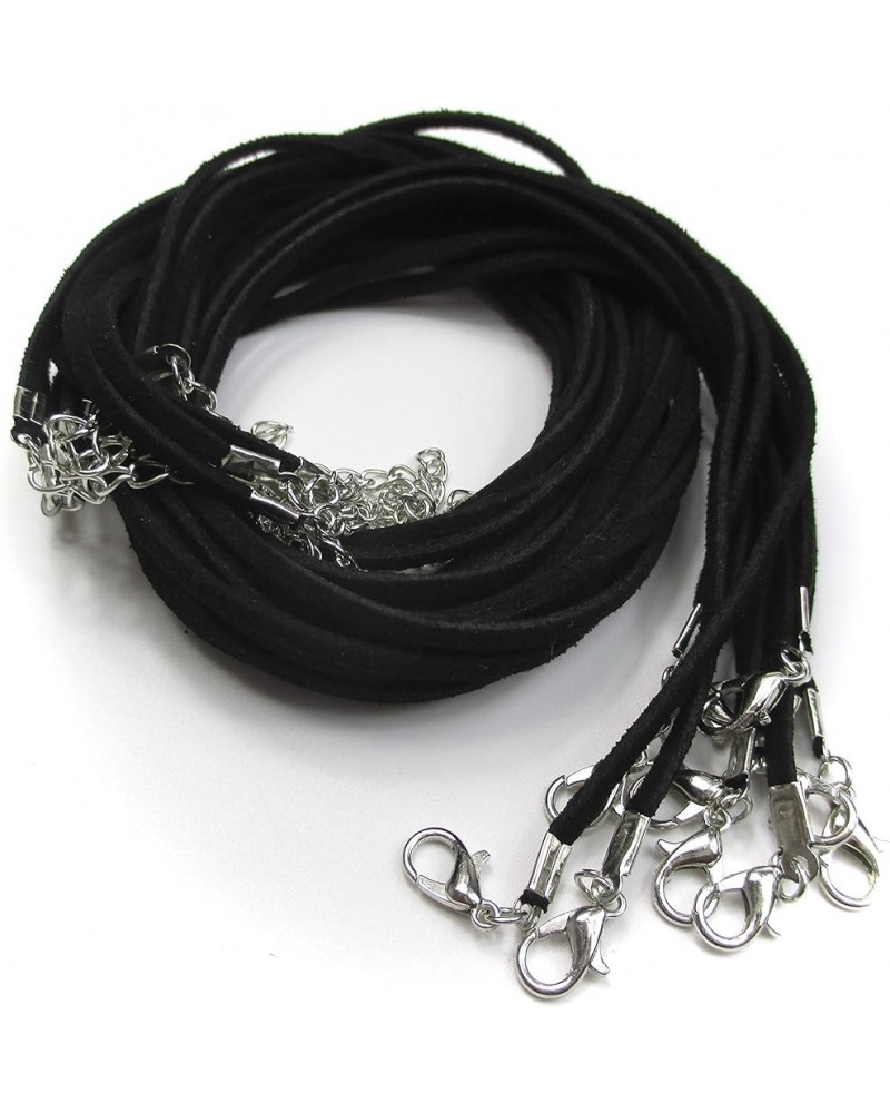 10pcs Faux Leather Suede Cord Necklace with Lobster Clasp Extended Chain (25", Black) 25" BLACK $6.70 Necklaces