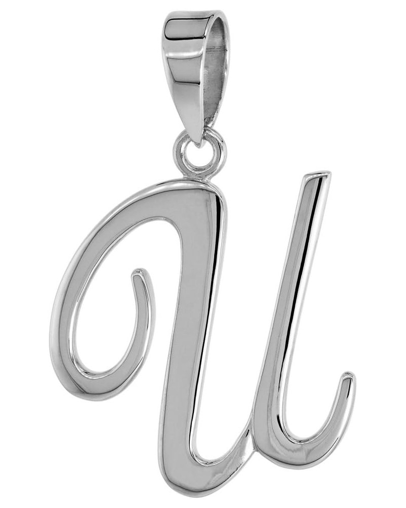 Sterling Silver Script Initial Letter A Alphabet Pendant Flawless Polish, 1 1/2 inch high Initial U $32.42 Pendants