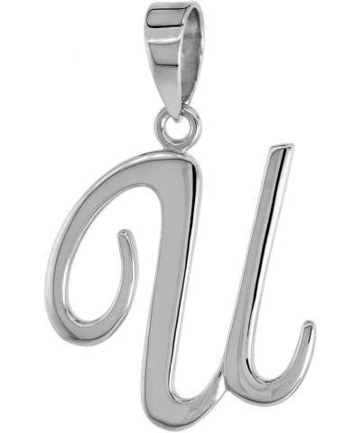 Sterling Silver Script Initial Letter A Alphabet Pendant Flawless Polish, 1 1/2 inch high Initial U $32.42 Pendants