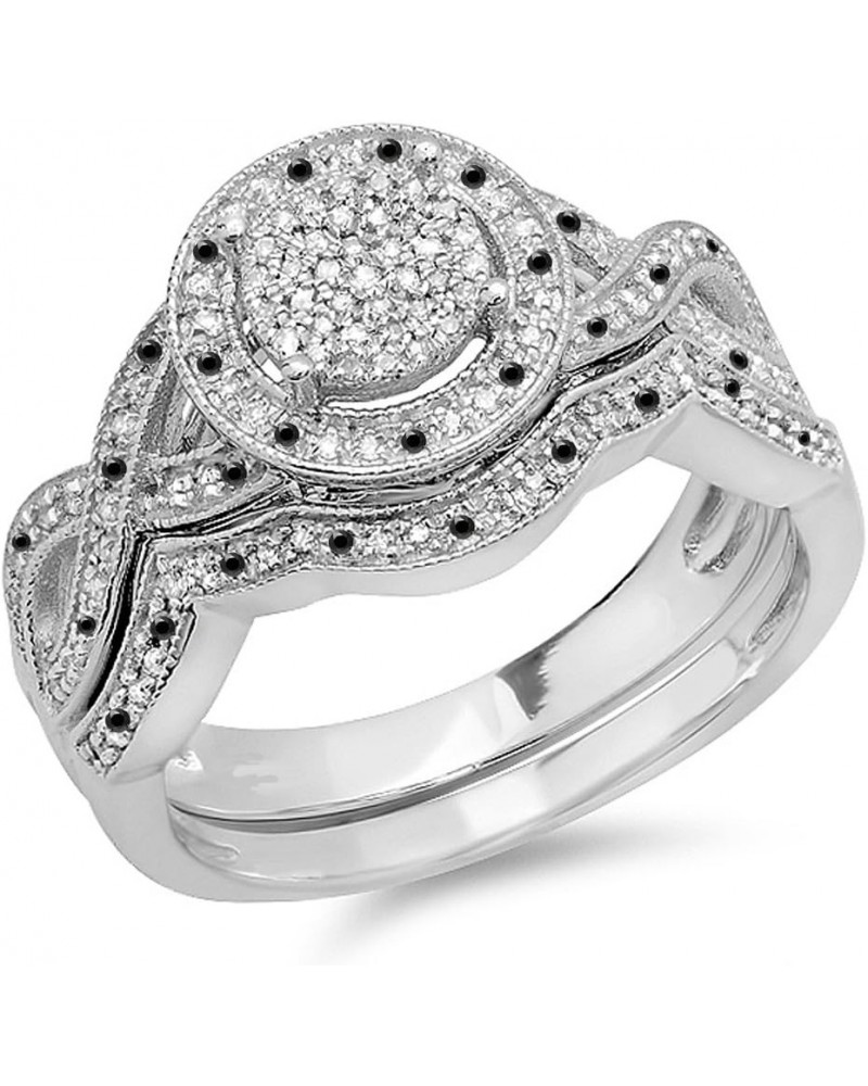 0.55 Carat (ctw) Black & White Diamond Womens Micro Pave Engagement Ring Set 1/2 CT, Sterling Silver $102.00 Sets