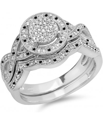 0.55 Carat (ctw) Black & White Diamond Womens Micro Pave Engagement Ring Set 1/2 CT, Sterling Silver $102.00 Sets