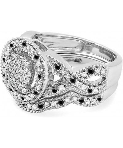 0.55 Carat (ctw) Black & White Diamond Womens Micro Pave Engagement Ring Set 1/2 CT, Sterling Silver $102.00 Sets