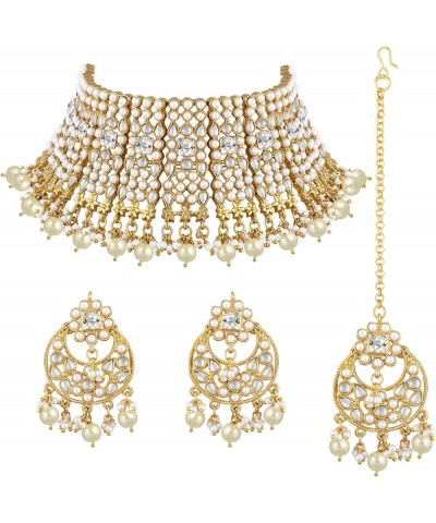 Indian Ethnic Wedding Wear Necklace Set White 2 $26.09 Jewelry Sets