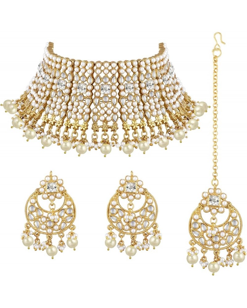 Indian Ethnic Wedding Wear Necklace Set White 2 $26.09 Jewelry Sets