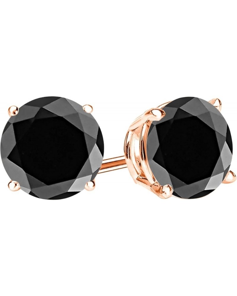 1/2-10 Carat Total Weight Black Diamond Stud Earrings 4 Prong Push Back Rose Gold 4.01 carats $154.60 Earrings