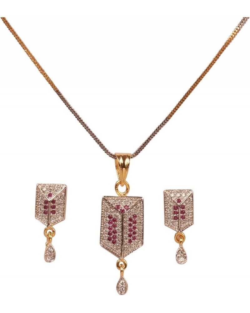 Indian Bollywood Contemporary Stylish Designer Jewelry Pendant Set in Colorful Gold or Silver Tone for Women. D798 Red $9.03 ...