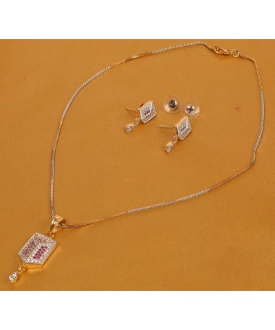 Indian Bollywood Contemporary Stylish Designer Jewelry Pendant Set in Colorful Gold or Silver Tone for Women. D798 Red $9.03 ...