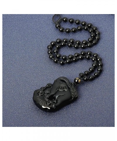 Natural Obsidian Necklace Lucky Amulet Protection Pendant with Adjustable Bead Chain Black Crystal Talisman Spiritual Jewelry...