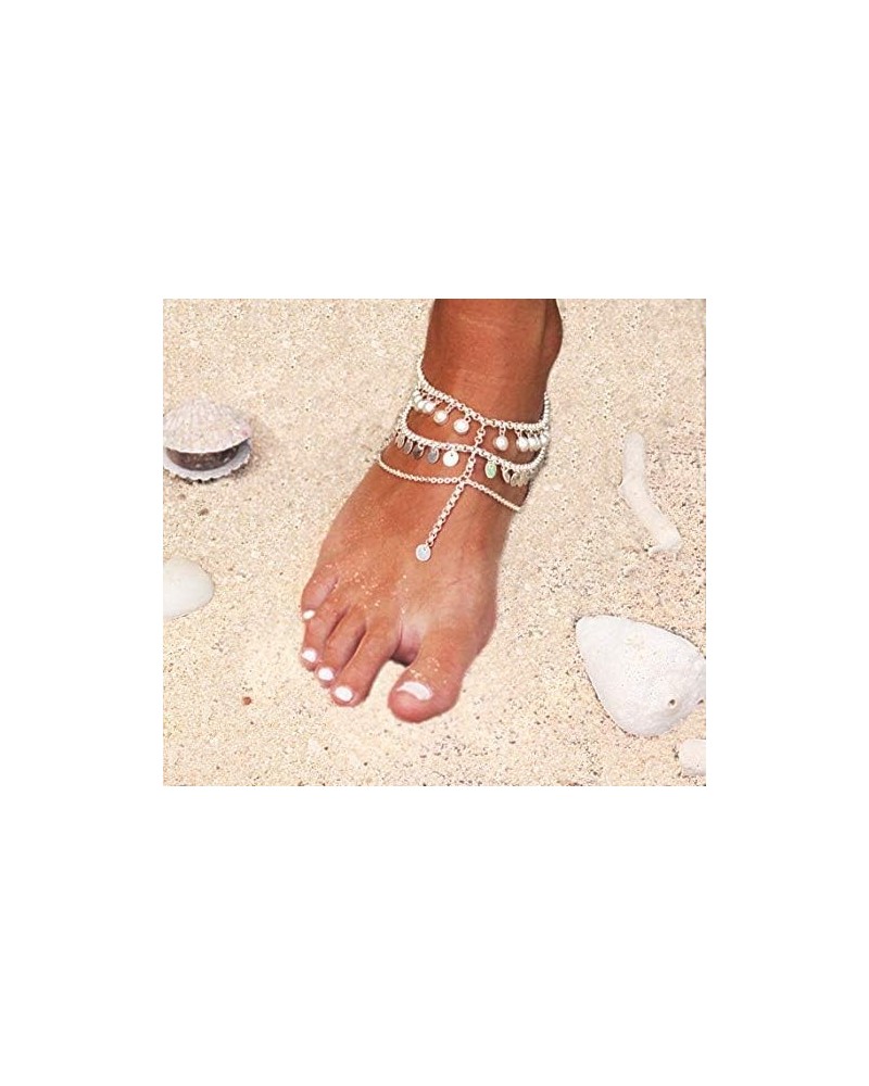 Beaded Bracelets Tassel Ankle Chain Layering Beach Foot Jewelry Anklets for Women and Girls Silver $7.92 Anklets