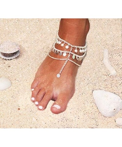 Beaded Bracelets Tassel Ankle Chain Layering Beach Foot Jewelry Anklets for Women and Girls Silver $7.92 Anklets