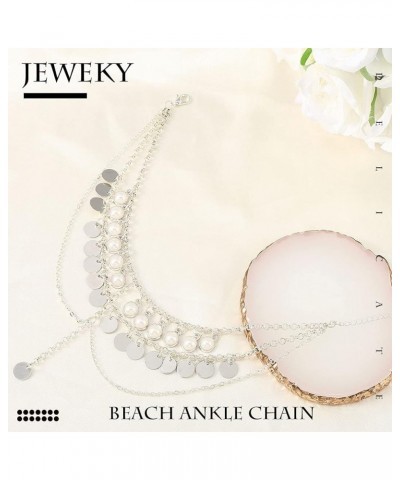 Beaded Bracelets Tassel Ankle Chain Layering Beach Foot Jewelry Anklets for Women and Girls Silver $7.92 Anklets