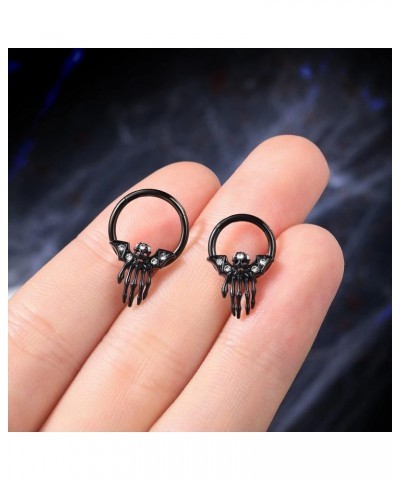 Black Septum Rings 16g Bat Skeleton Septum Piercing Jewelry Skull Claw Halloween Nose Septum Clicker Piercing Septum Ring 10m...