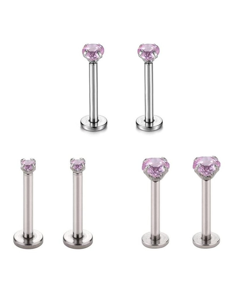 16g Flat Back Earrings 10mm Post 316L Surgical Steel Bar 2mm 3mm 4mm CZ Stud Earrings Set Ear Lobe Rook Helix Conch Piercing ...