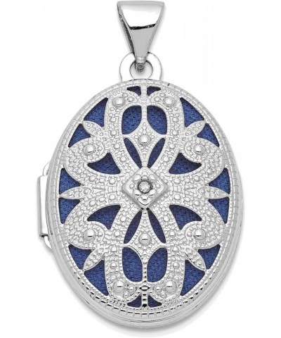 14K White Gold 21mm Oval with Diamond Vintage Locket $99.07 Necklaces