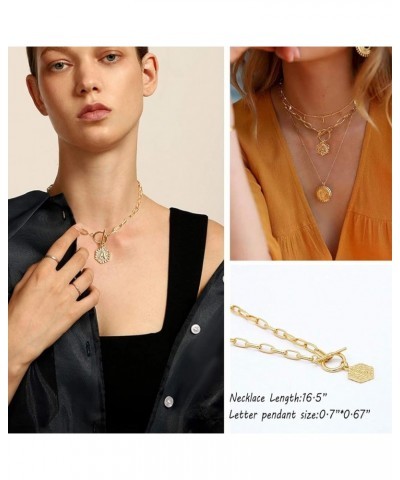 18K Gold Plated Initial Necklace Gold Necklaces for Women Letter Necklace W $10.17 Necklaces