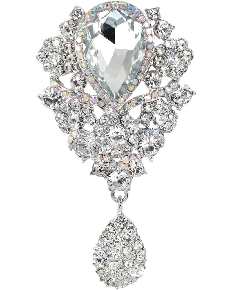 Women's Austrian Crystal Bouquet Flower Teardrop Large Gorgeous Brooch Pin Clear Crystal $9.46 Brooches & Pins