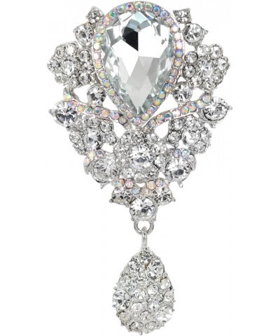 Women's Austrian Crystal Bouquet Flower Teardrop Large Gorgeous Brooch Pin Clear Crystal $9.46 Brooches & Pins