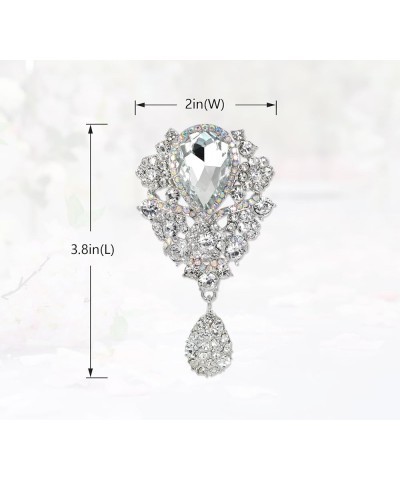 Women's Austrian Crystal Bouquet Flower Teardrop Large Gorgeous Brooch Pin Clear Crystal $9.46 Brooches & Pins