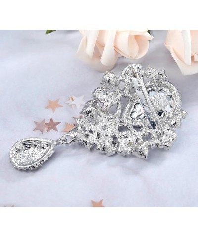 Women's Austrian Crystal Bouquet Flower Teardrop Large Gorgeous Brooch Pin Clear Crystal $9.46 Brooches & Pins