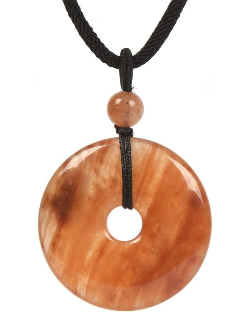 Gemstone 30mm Donut Beads Reiki Chakra Pendant Necklace Handmade Jewelry 22 Inch Red Phantom Quartz $8.66 Necklaces