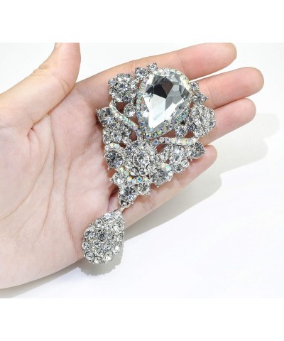 Women's Austrian Crystal Bouquet Flower Teardrop Large Gorgeous Brooch Pin Clear Crystal $9.46 Brooches & Pins