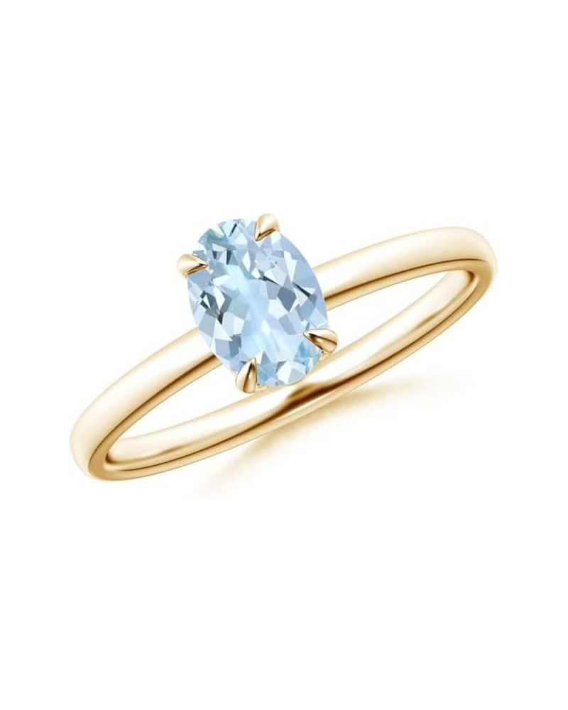 925 Sterling Silver 1 Ctw Oval Aquamarine Gemstone Single Stone Solitaire Women Engagement Ring Yellow $24.20 Rings