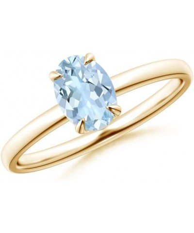 925 Sterling Silver 1 Ctw Oval Aquamarine Gemstone Single Stone Solitaire Women Engagement Ring Yellow $24.20 Rings