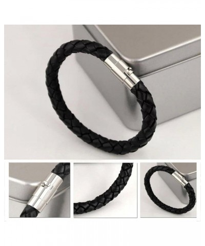 Simple Unisex Leather Braided Bracelet,Silver Black Leather Cord Bracelet, Black Leather Cord Chain Braid Bracelet,Leather Ro...